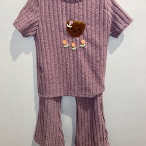 Cozy Purple Kids Set with Bear Design